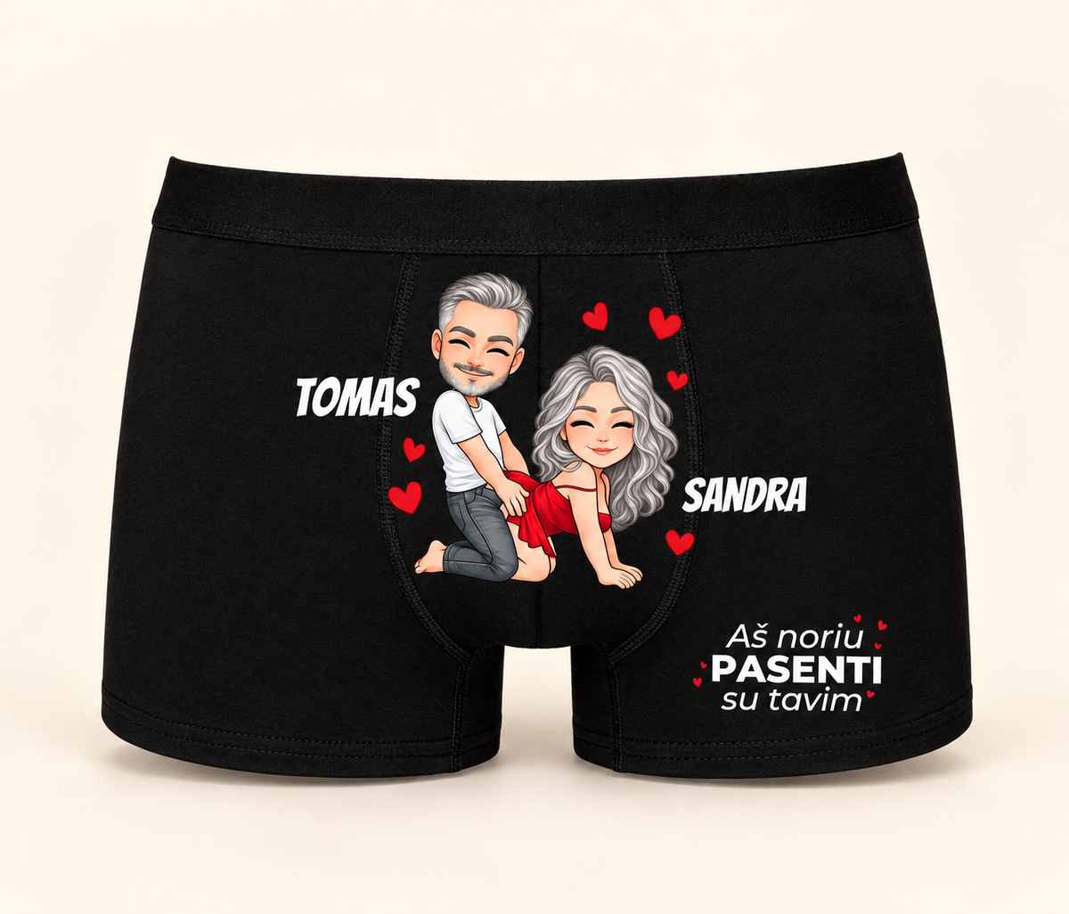 Personalizuoti vyriški apatiniai „Aš noriu pasenti su tavim“ dovanų dėžutėje