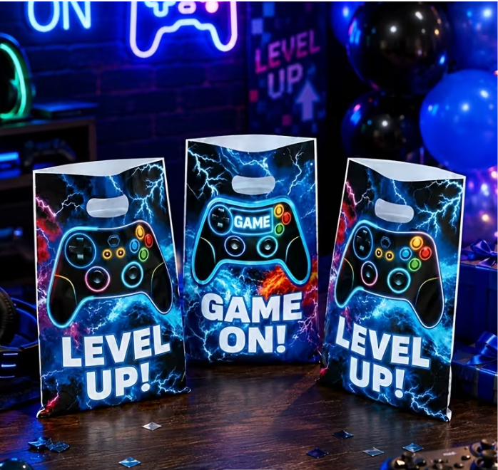 Žaidimų tematikos dovanų maišeliai „Level Up“