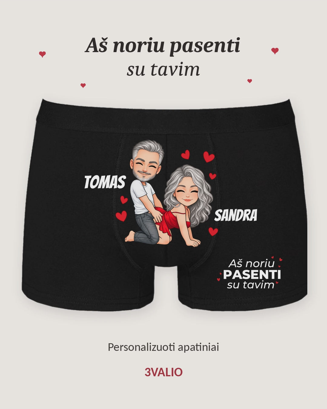 Personalizuoti vyriški apatiniai „Aš noriu pasenti su tavim“ dovanų dėžutėje